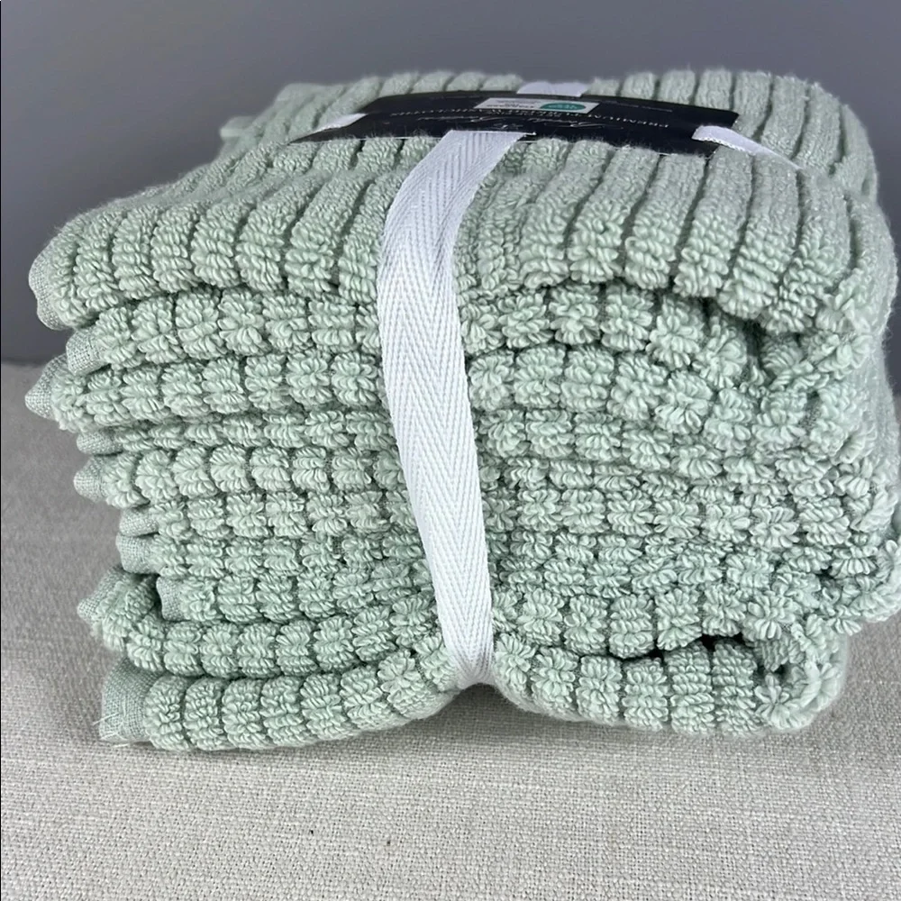 Brooks Brothers Green Turkish Washcloth Set 100% Cotton Luxury Soft 5 Pc NEW